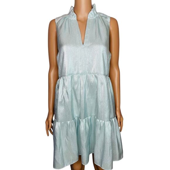 Amanda Uprichard Connolly Dress in Ice blue size M metallic sleeveless mini - Picture 2 of 8
